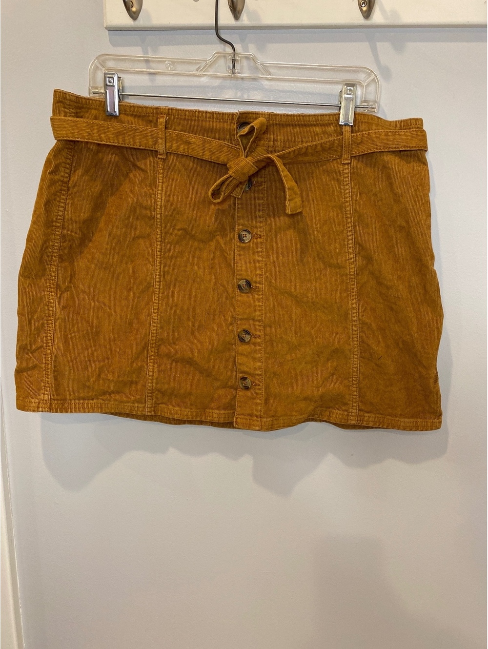 American Eagle corduroy mini skirt button front tie waist womens 16 western boho